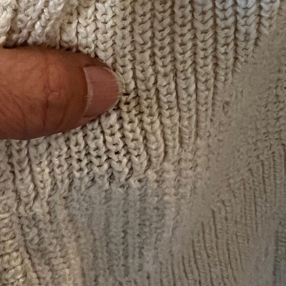 L.L. Bean Ivory Cotton Shaker Stitch Open Cardigan Sweater - Large - Picture 4 of 4